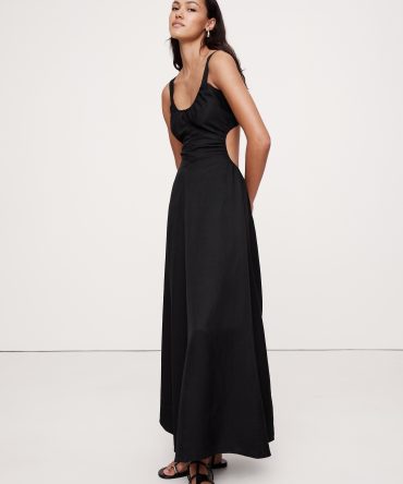 Viscose-Linen Cut-Out Maxi Dress