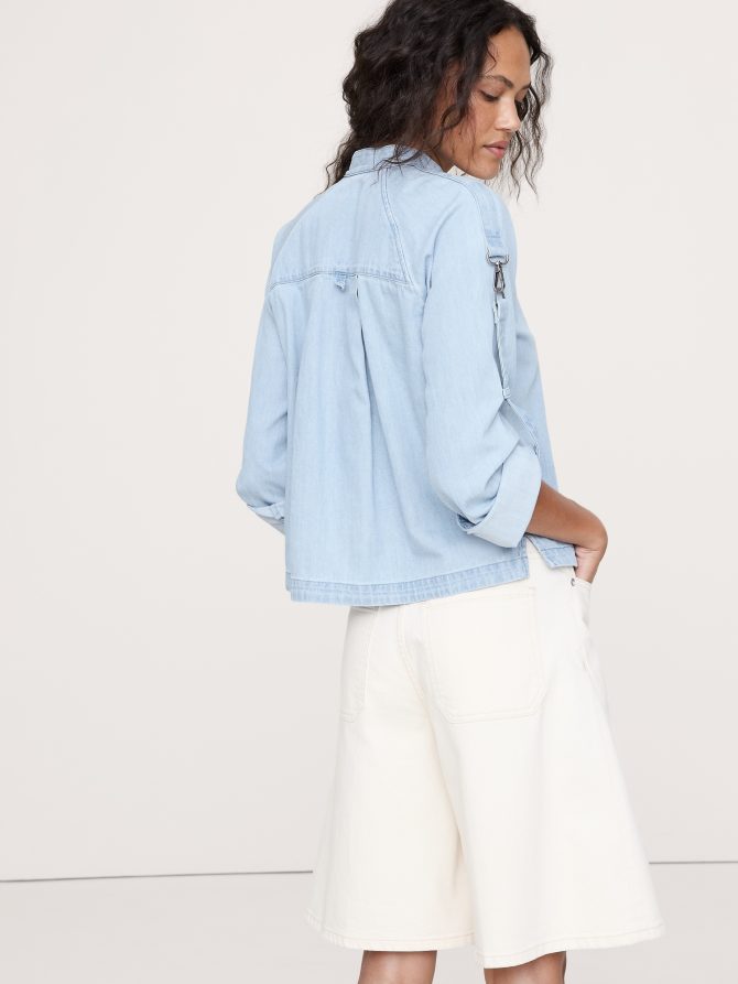 CHAMBRAY ZIP POPOVER TOP - Image 2