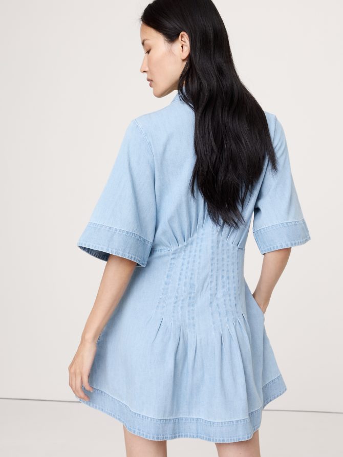 DENIM PINTUCK SHIRT DRESS - Image 3