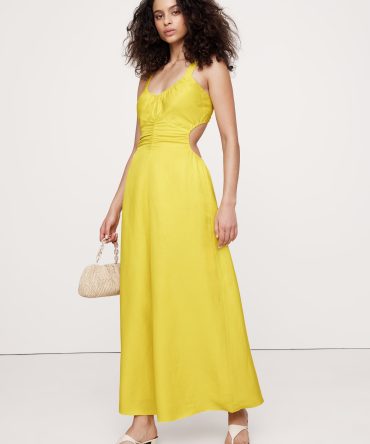 Viscose-Linen Cut-Out Maxi Dress