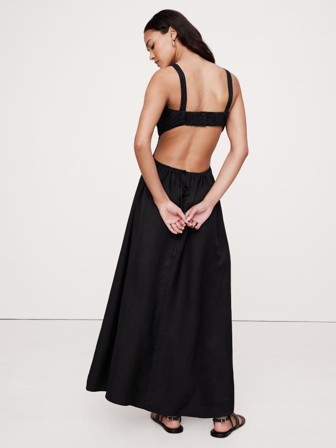 Viscose-Linen Cut-Out Maxi Dress - Image 6