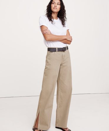 The Icon Classic Mid-Rise Wide-Leg Split-Hem Jean