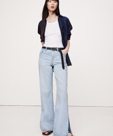 The Icon Classic Mid-Rise Wide-Leg Split-Hem Jean