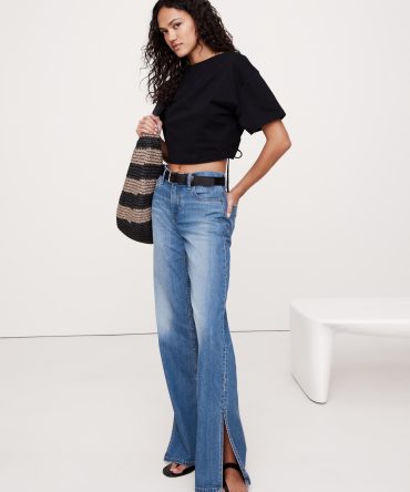 The Icon Classic Mid-Rise Wide-Leg Split-Hem Jean