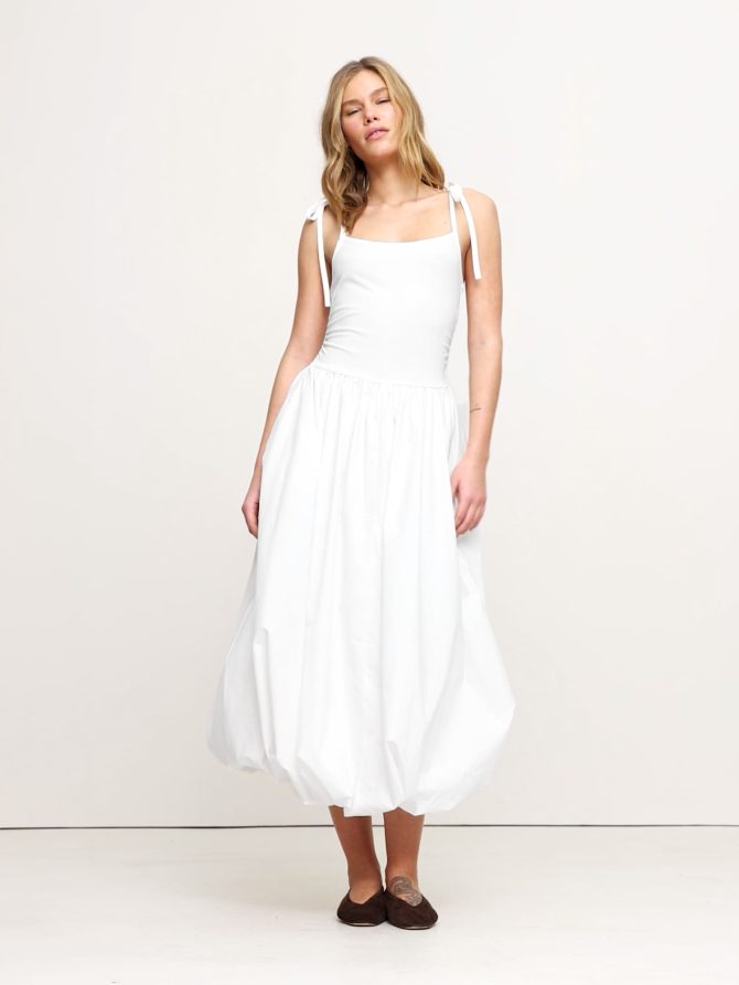 Mixed Media Bubble-Hem Maxi Dress - Image 2