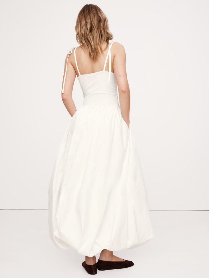 Mixed Media Bubble-Hem Maxi Dress - Image 3