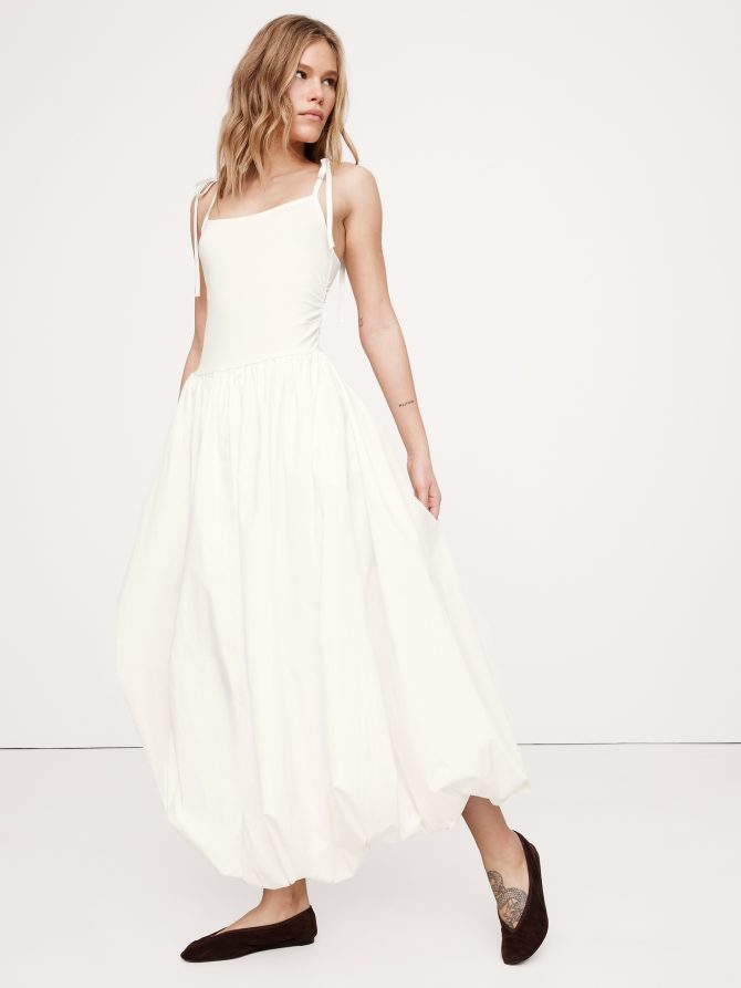 Mixed Media Bubble-Hem Maxi Dress - Image 4