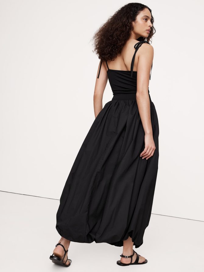 Mixed Media Bubble-Hem Maxi Dress - Image 6