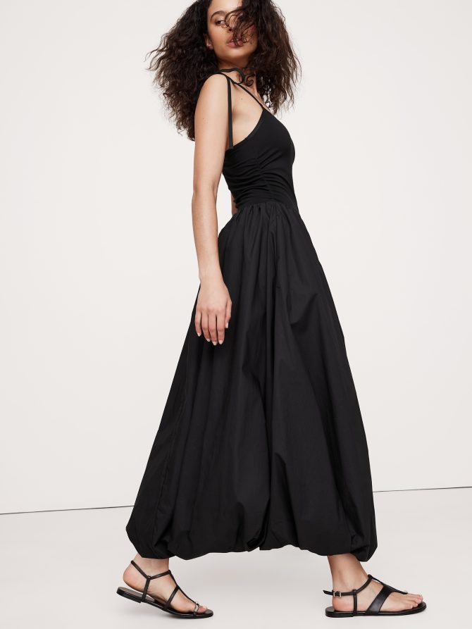 Mixed Media Bubble-Hem Maxi Dress - Image 7