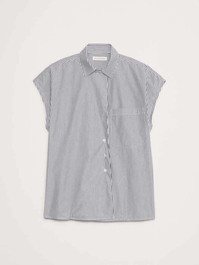 Oversized Cotton Poplin Asymmetrical Tunic - Image 4