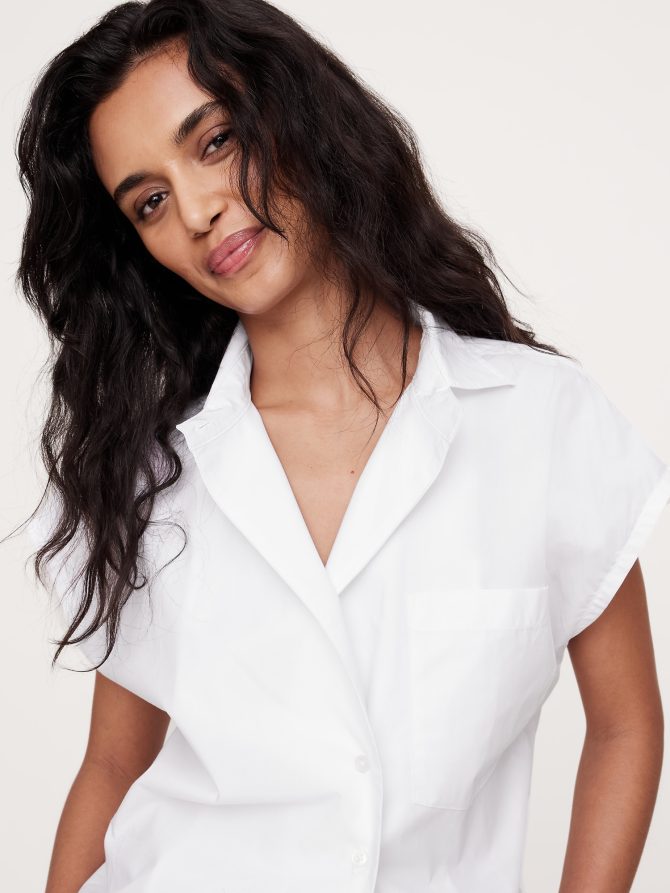 Oversized Cotton Poplin Asymmetrical Tunic - Image 6