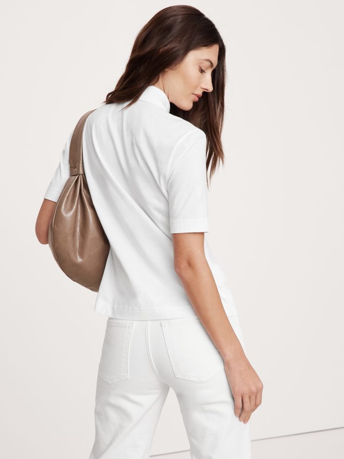 Silky Cotton Short-Sleeve Button-Down Top - Image 2