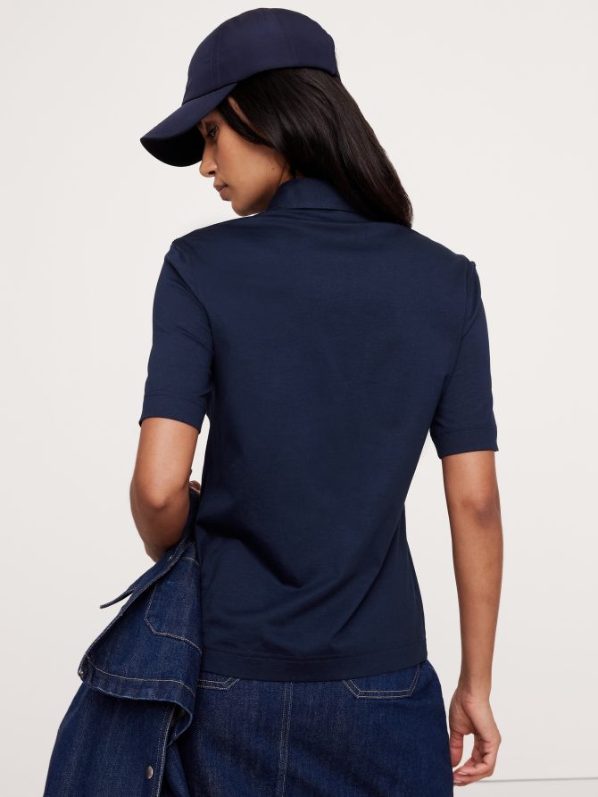 Silky Cotton Short-Sleeve Button-Down Top - Image 5