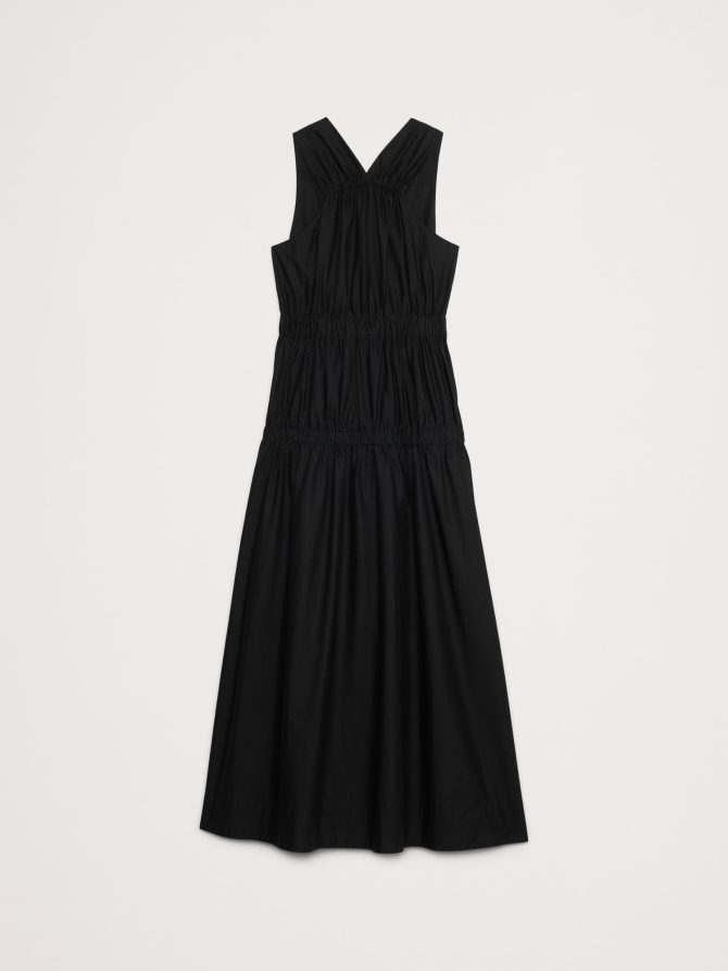 Cotton Poplin Ruched Drop-Waist Maxi Dress - Image 8