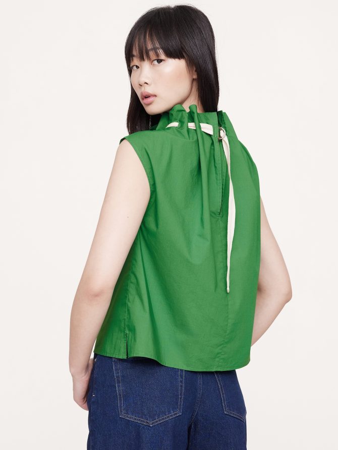 COTTON POPLIN CINCH-NECK TOP - Image 2