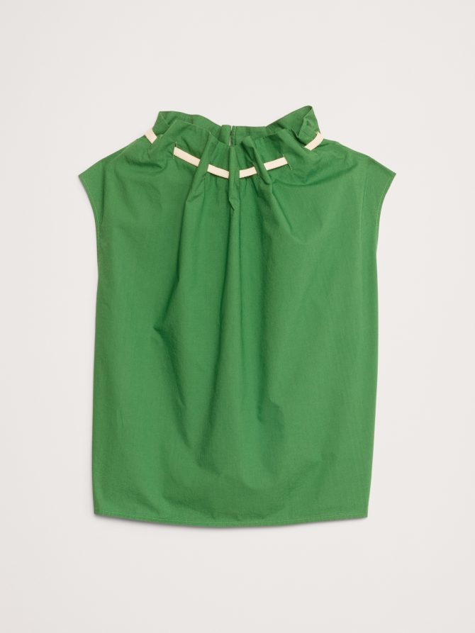 COTTON POPLIN CINCH-NECK TOP - Image 4