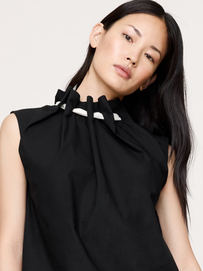COTTON POPLIN CINCH-NECK TOP - Image 6