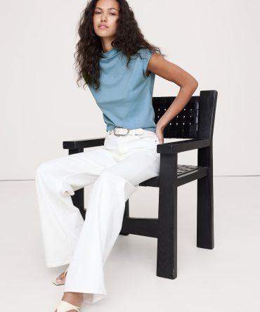 Silky Cotton Mock-Neck Top