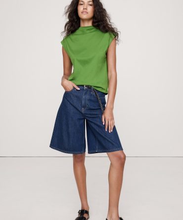 Silky Cotton Mock-Neck Top