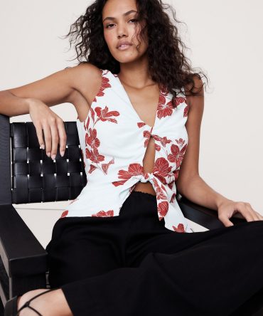 Georgette Tie-Front Top