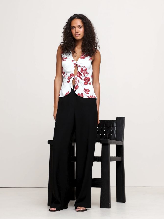 Georgette Tie-Front Top - Image 2