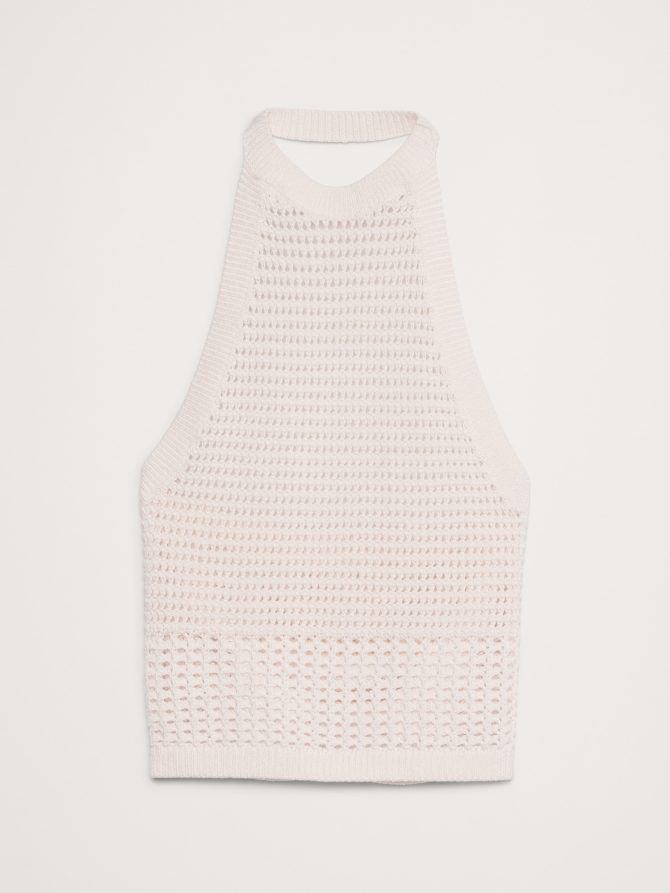 Cotton Crochet Mesh Halter Top - Image 4