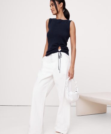Lightweight Cashmere Drawstring-Hem Tank