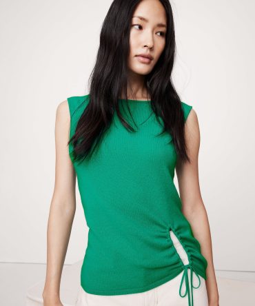Lightweight Cashmere Drawstring-Hem Tank