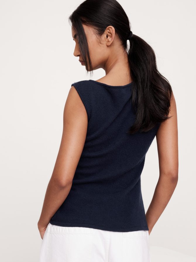 Lightweight Cashmere Drawstring-Hem Tank - Image 3