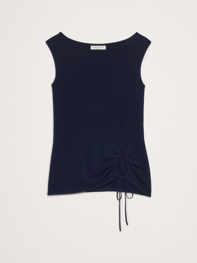 Lightweight Cashmere Drawstring-Hem Tank - Image 5
