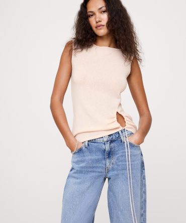 Lightweight Cashmere Drawstring-Hem Tank