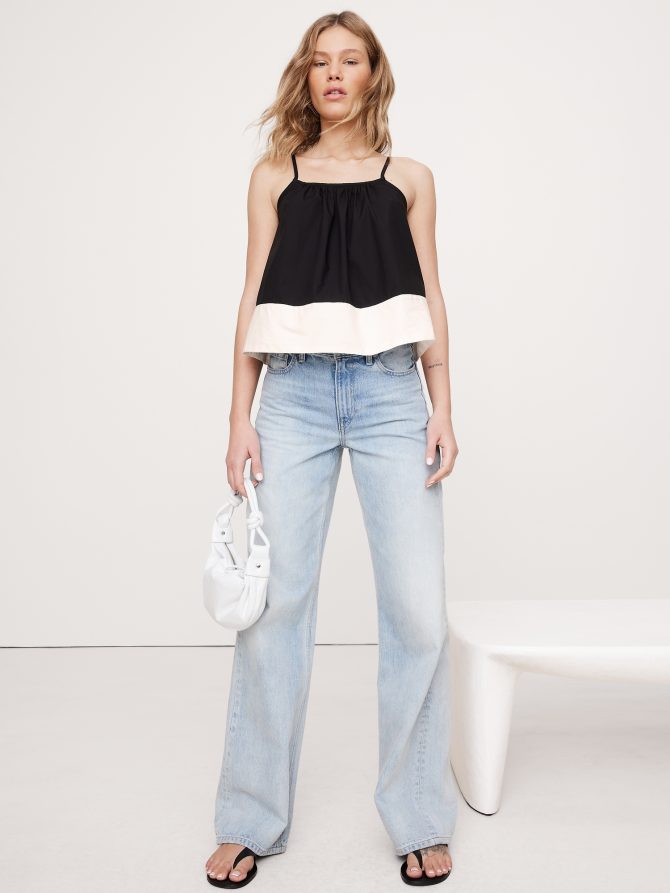 Color-Block Cotton Poplin Tank