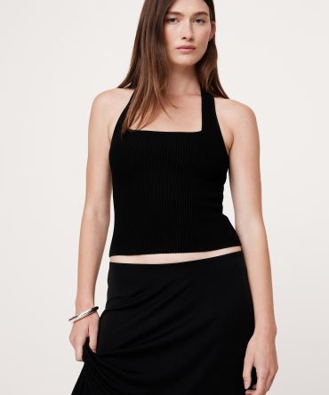 Sculpted Square-Neck Halter Top