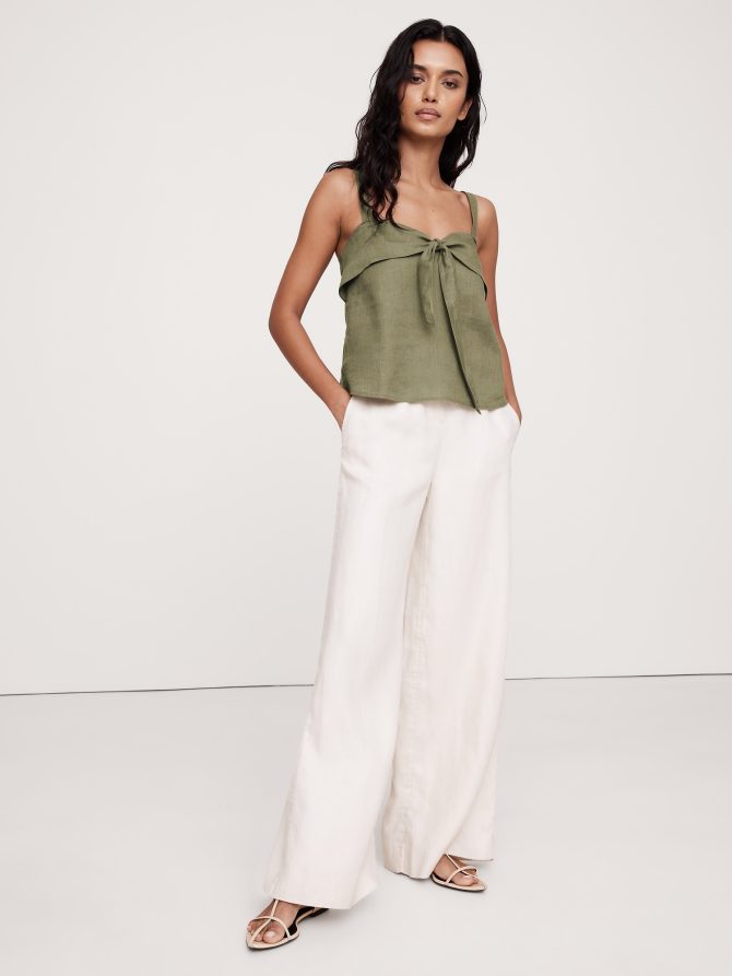 Linen Tie-Front Tank