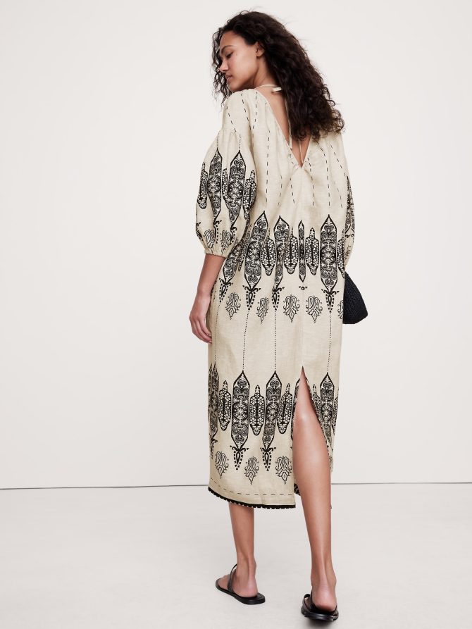 Linen V-Neck Maxi Dress - Image 3