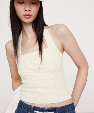 Sculpted Square-Neck Halter Top