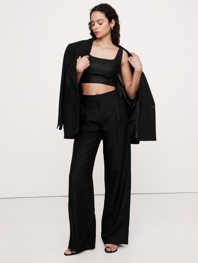 Linen Square-Neck Cropped Tank - Image 4