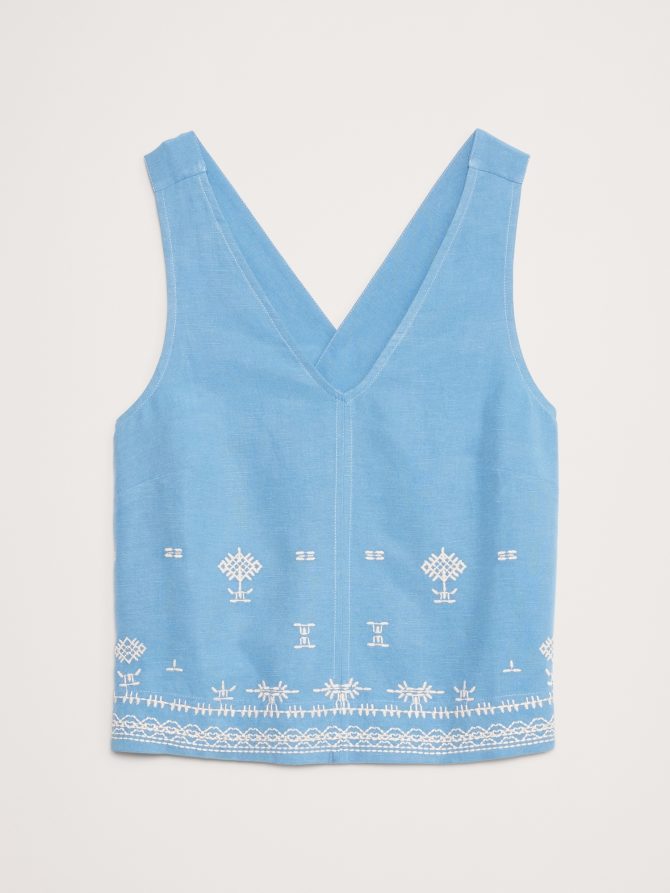 Embroidered TENCEL™-Linen Cross-back Tank - Image 4
