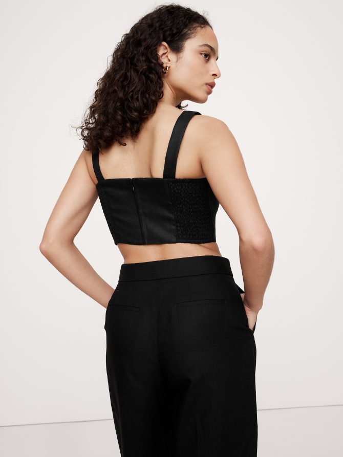 Linen Square-Neck Cropped Tank - Image 3