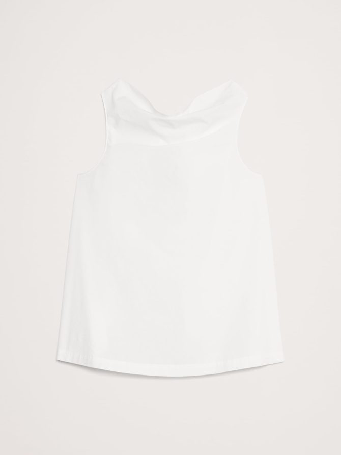 Cotton Poplin Cowl-Neck Open-Back Top - Image 7