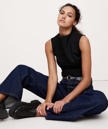 Everywhere Ponte Mock-Neck Top