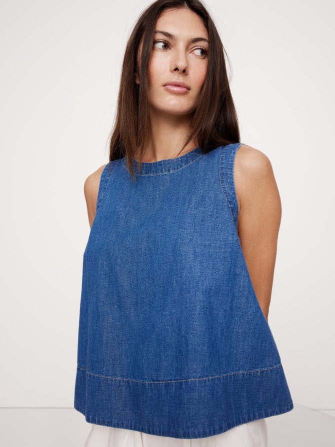 Denim Trapeze Tank - Image 3