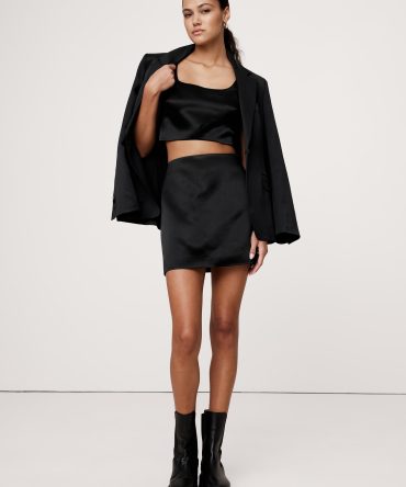 Satin Square-Neck Cropped Tank