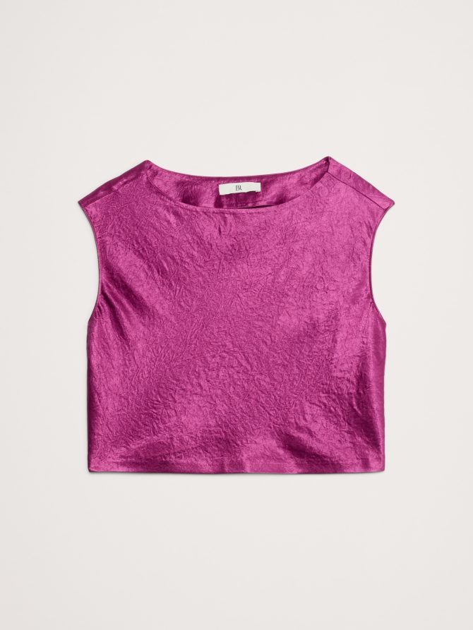 Crinkle Satin Cropped Top - Image 4