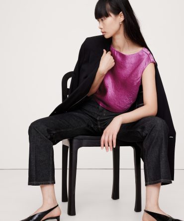 Crinkle Satin Cropped Top
