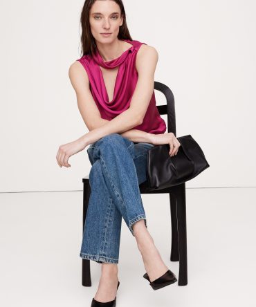 Hammered Satin Cowl-Neck Tank