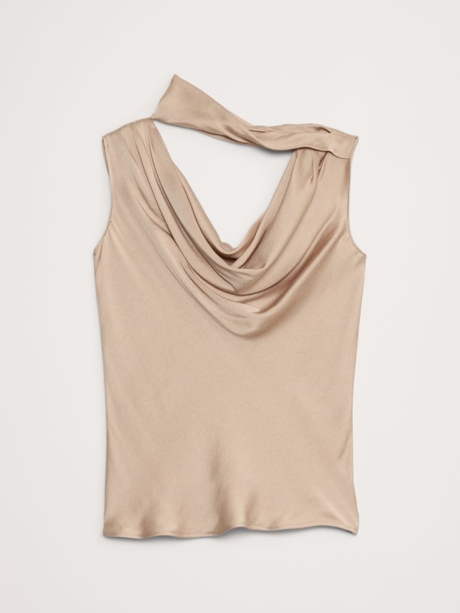 Hammered Satin Cowl-Neck Tank - Image 4