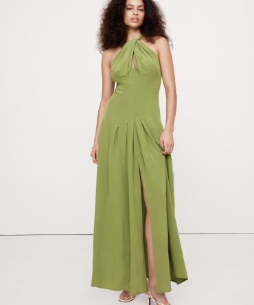 Matte Silk Halter Maxi Dress