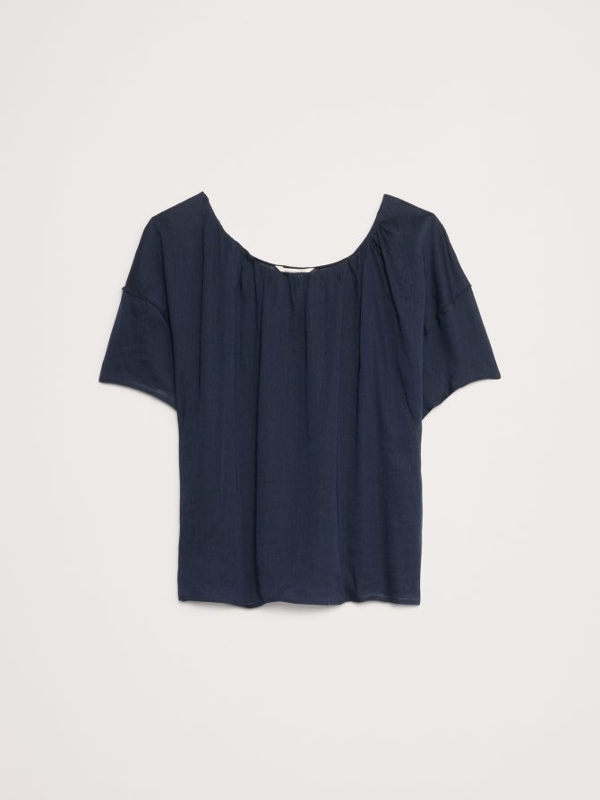 LINEN-VISCOSE GAUZE PUFF-SLEEVE TOP - Image 4