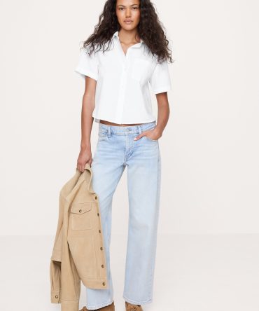 BOXY COTTON POPLIN SHORT-SLEEVE SHIRT